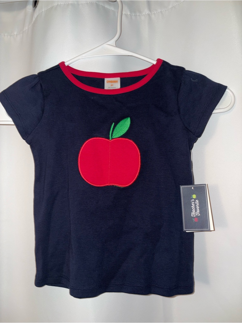 Gymboree Navy Tee with Red Apple Appliqué